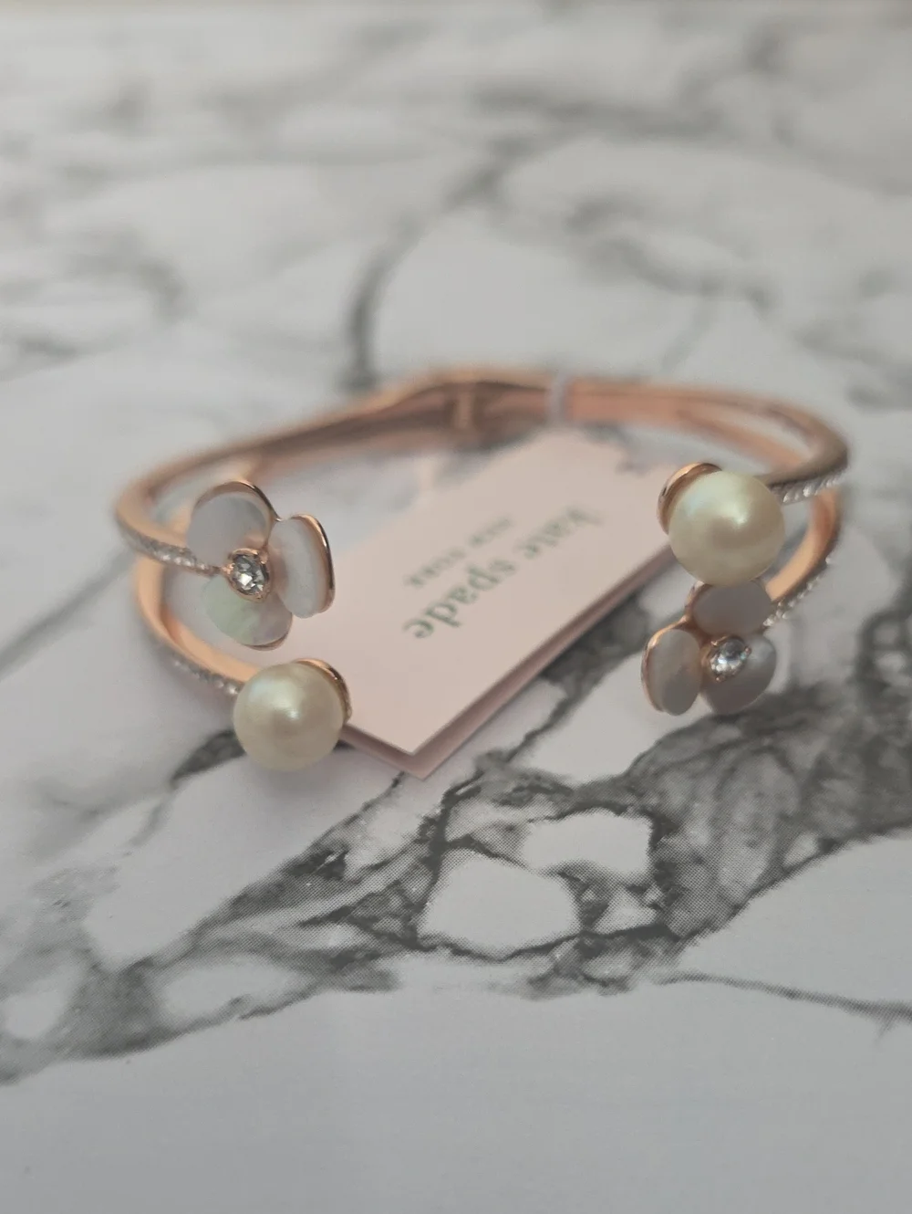 Kate Spade Rose Gold Pearl & Mother-of-Pearl Flower Bracelet